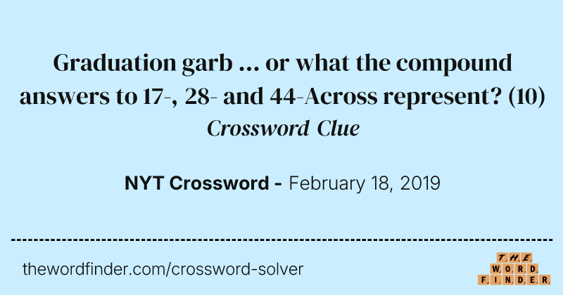 Graduation garb ... or what the compound answers to 17-, 28- and 44-Across represent? crossword clue image