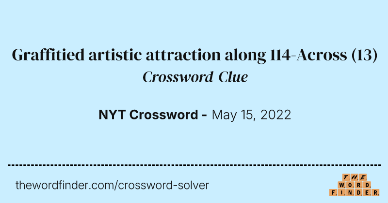 Graffitied artistic attraction along 114-Across crossword clue image