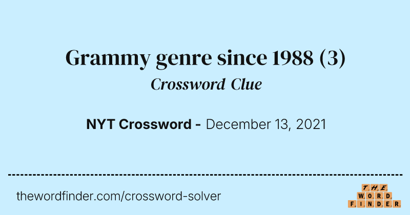 Grammy genre since 1988 crossword clue image