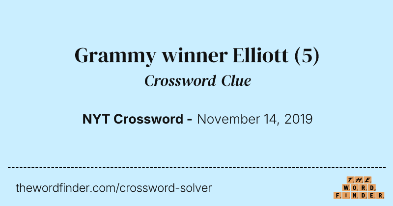 Grammy winner Elliott crossword clue image