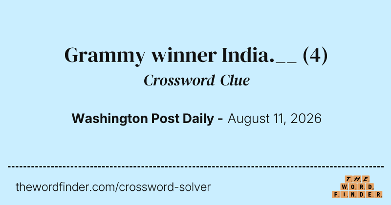 Grammy winner India.__ crossword clue image