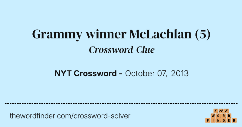 Grammy winner McLachlan crossword clue image