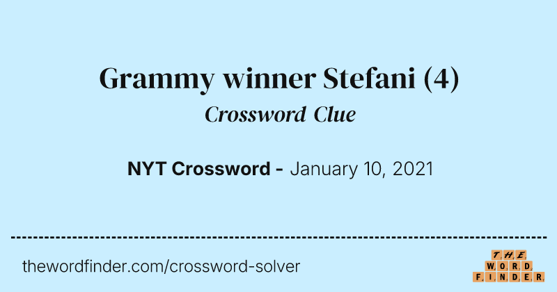 Grammy winner Stefani crossword clue image