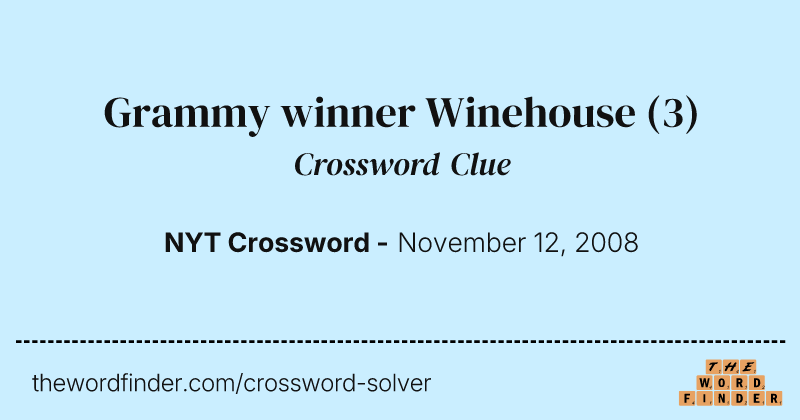 Grammy winner Winehouse crossword clue image