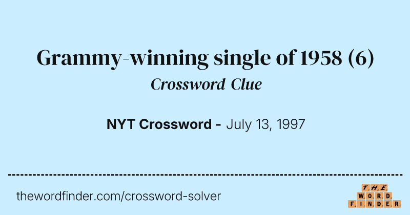 Grammy-winning single of 1958 crossword clue image