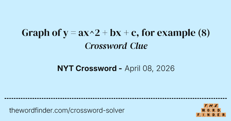 Graph of y = ax^2 + bx + c, for example crossword clue image