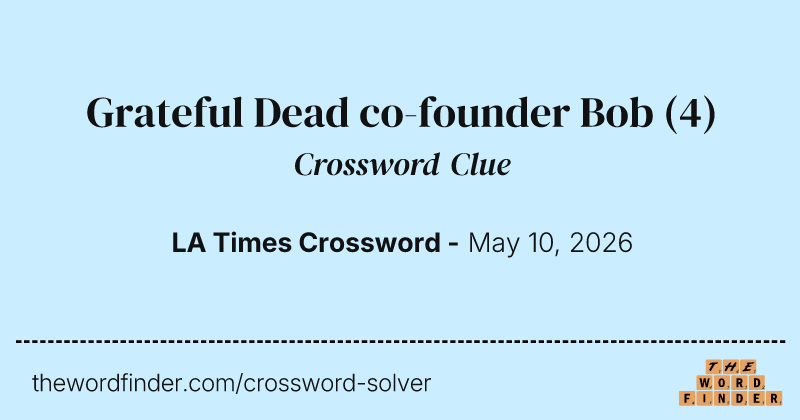 Grateful Dead co-founder Bob crossword clue image