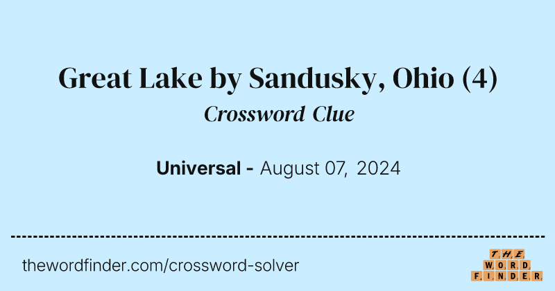 Great Lake by Sandusky, Ohio crossword clue image