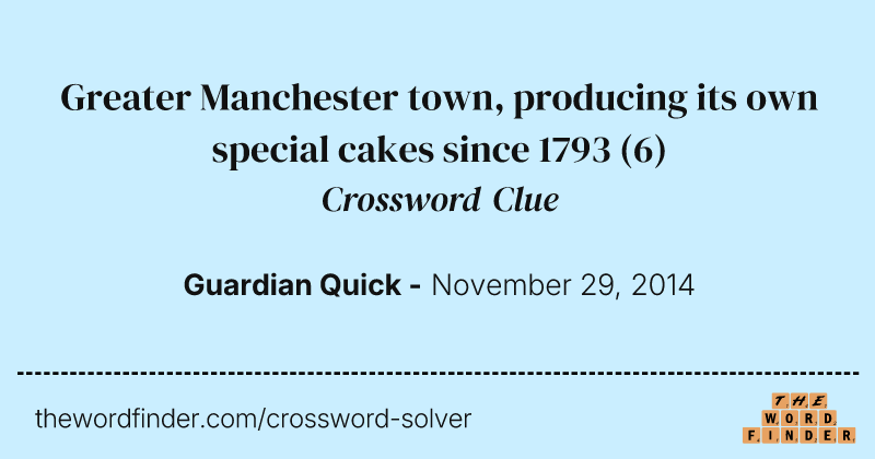Greater Manchester town, producing its own special cakes since 1793 crossword clue image
