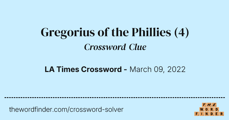 Gregorius of the Phillies crossword clue image