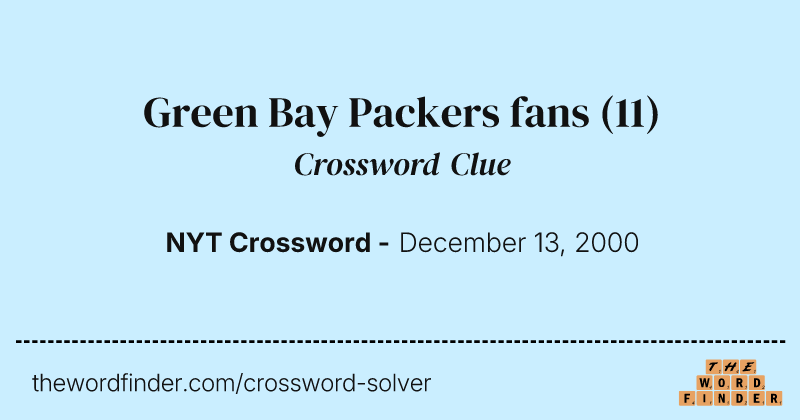 Green Bay Packers fans crossword clue image