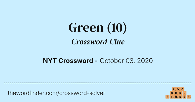 Green crossword clue image