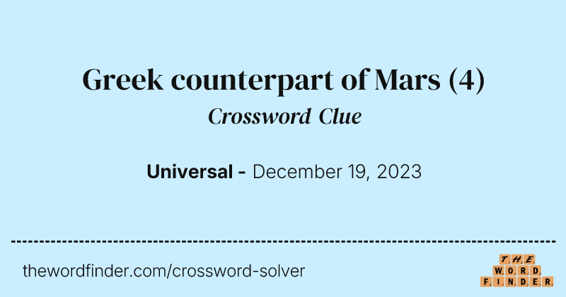 Greek counterpart of Mars crossword clue image