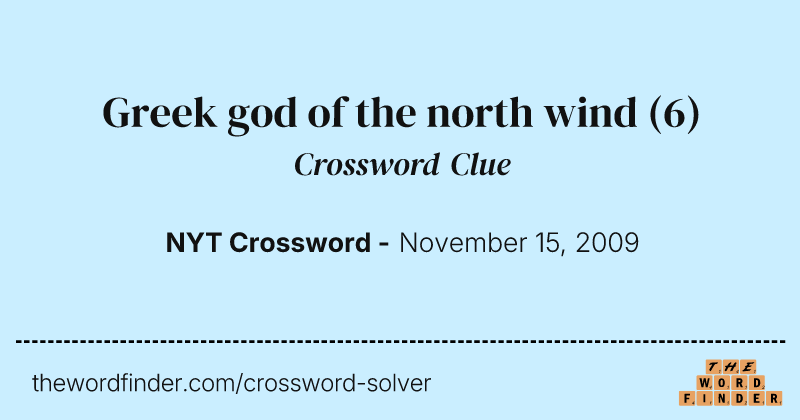 Greek god of the north wind crossword clue image