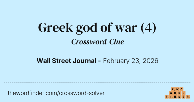 Greek god of war crossword clue image
