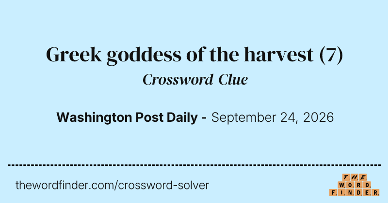 Greek goddess of the harvest crossword clue image