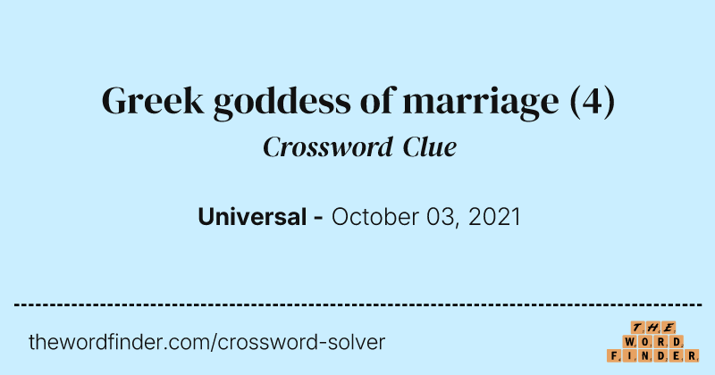 Greek goddess of marriage crossword clue image