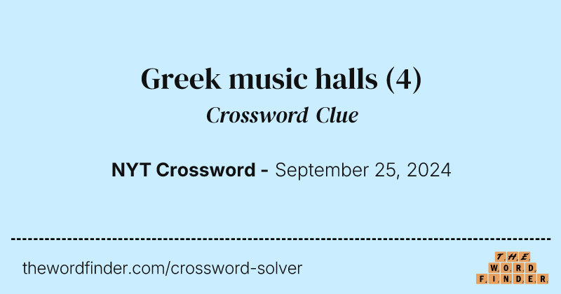 Greek music halls crossword clue image