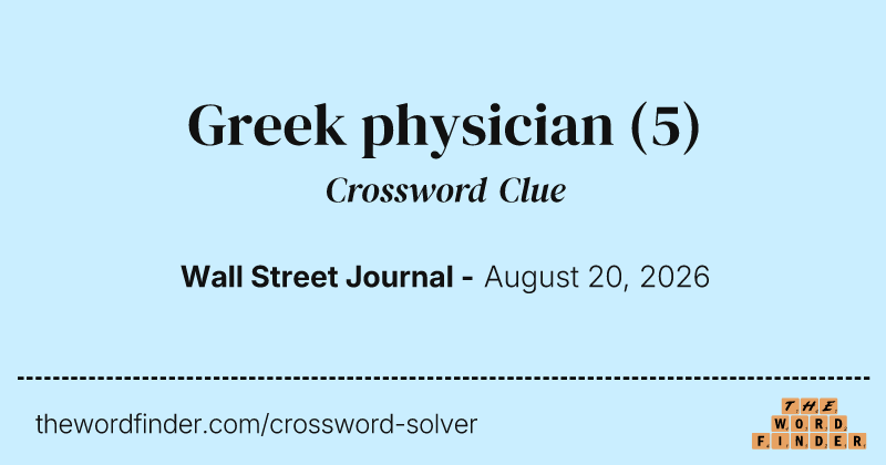 Greek physician crossword clue image