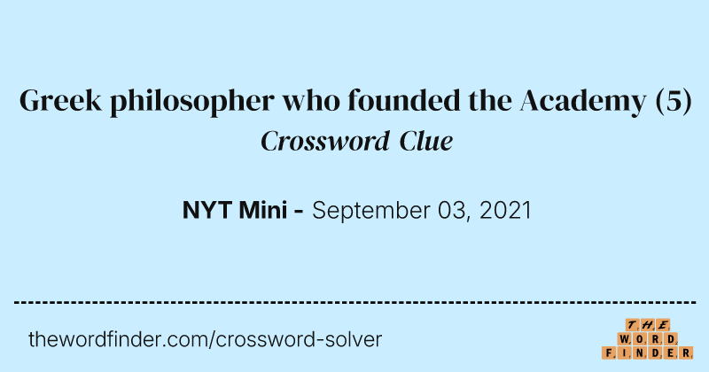 Greek philosopher who founded the Academy crossword clue image