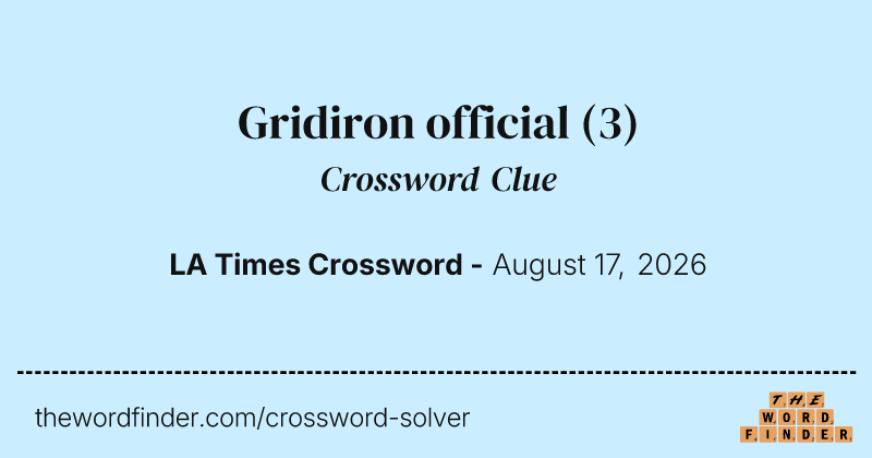 Gridiron official crossword clue image