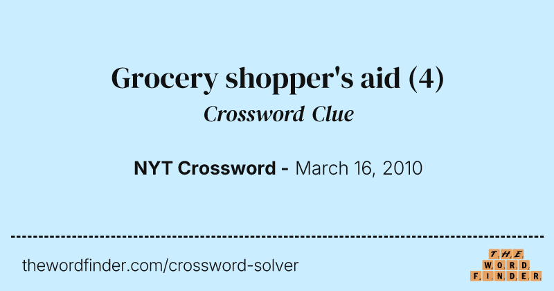 Grocery shopper's aid crossword clue image