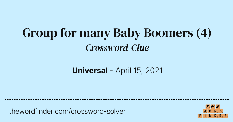 Group for many Baby Boomers crossword clue image