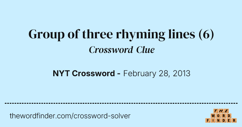 Group of three rhyming lines crossword clue image