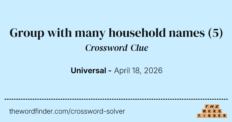 Group with many household names crossword clue image