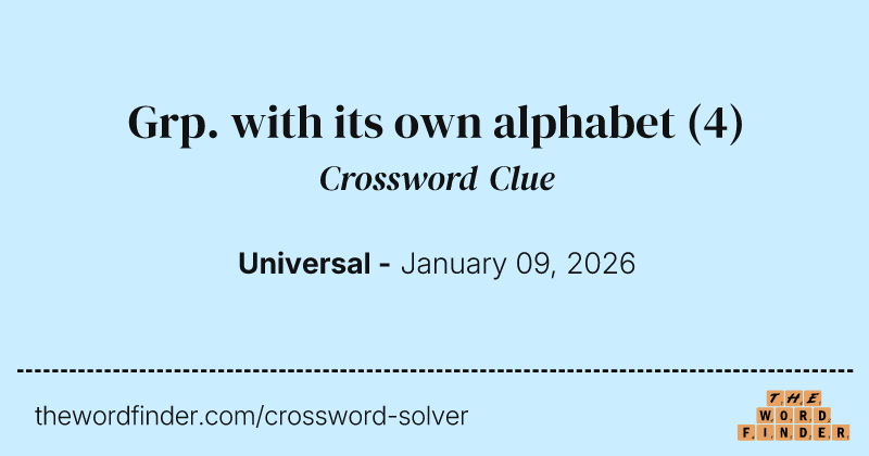 Grp. with its own alphabet crossword clue image