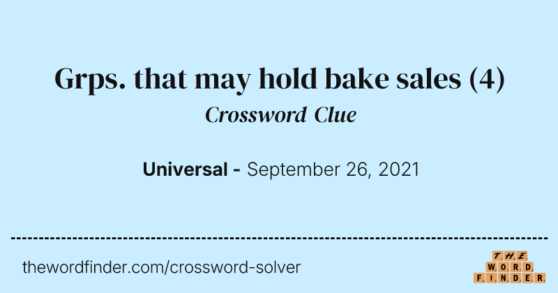 Grps. that may hold bake sales crossword clue image
