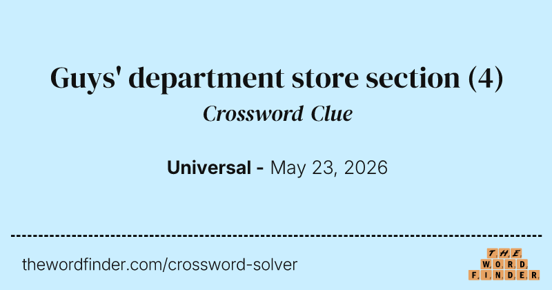 Guys' department store section crossword clue image