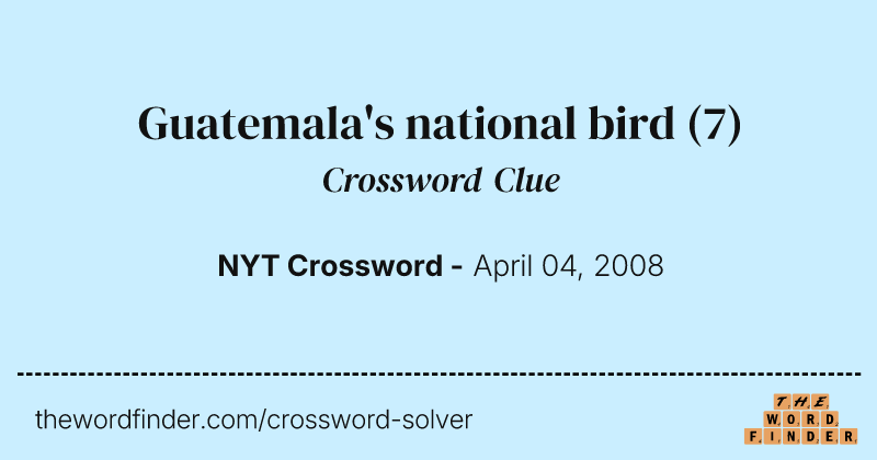 Guatemala's national bird crossword clue image