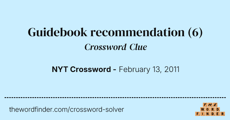 Guidebook recommendation crossword clue image