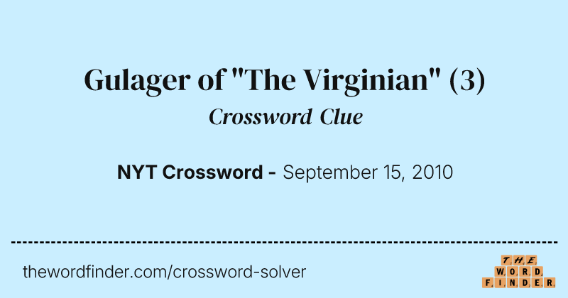 Gulager of "The Virginian" crossword clue image