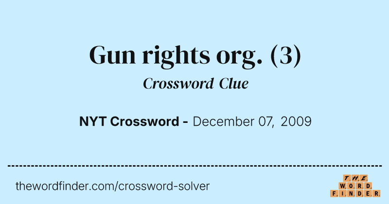 Gun rights org. crossword clue image