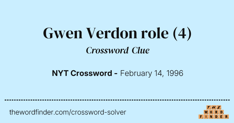 Gwen Verdon role crossword clue image