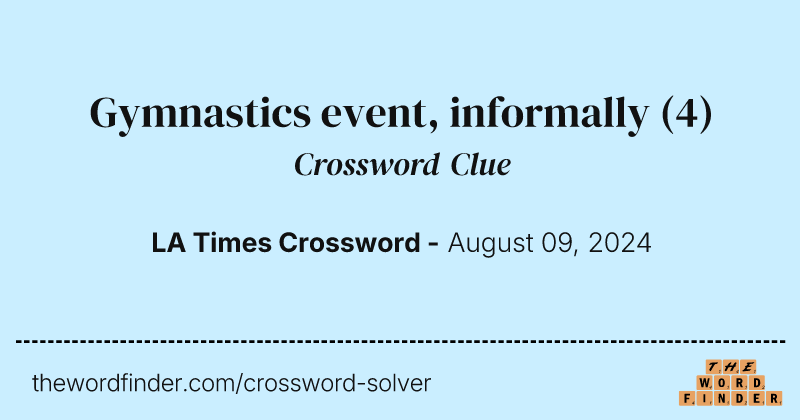 Gymnastics event, informally crossword clue image