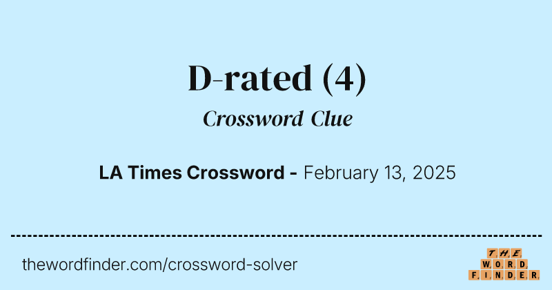 D-rated crossword clue image