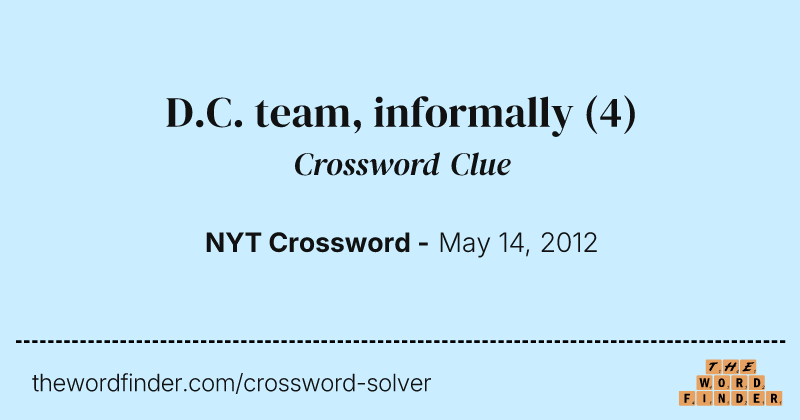 D.C. team, informally crossword clue image