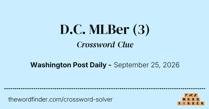 D.C. MLBer crossword clue image