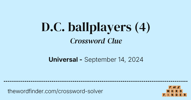 D.C. ballplayers crossword clue image