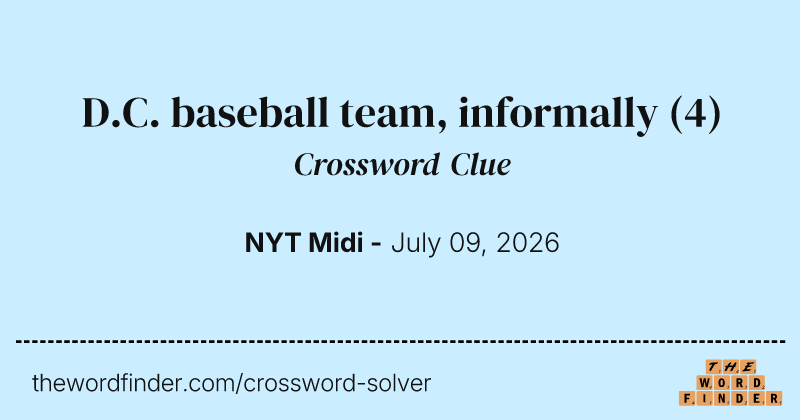 D.C. baseball team, informally crossword clue image
