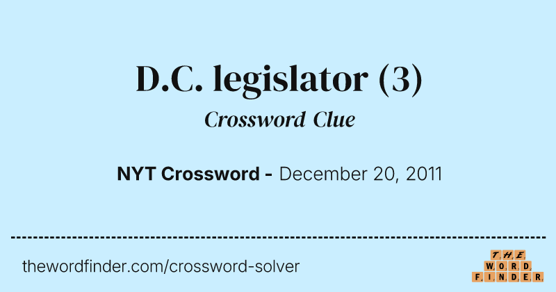 D.C. legislator crossword clue image