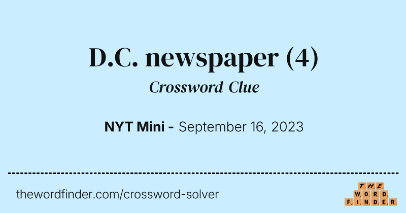 D.C. newspaper crossword clue image