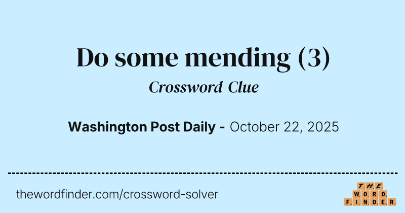 Do some mending crossword clue image