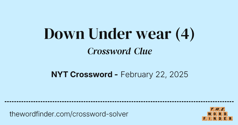 Down Under wear crossword clue image