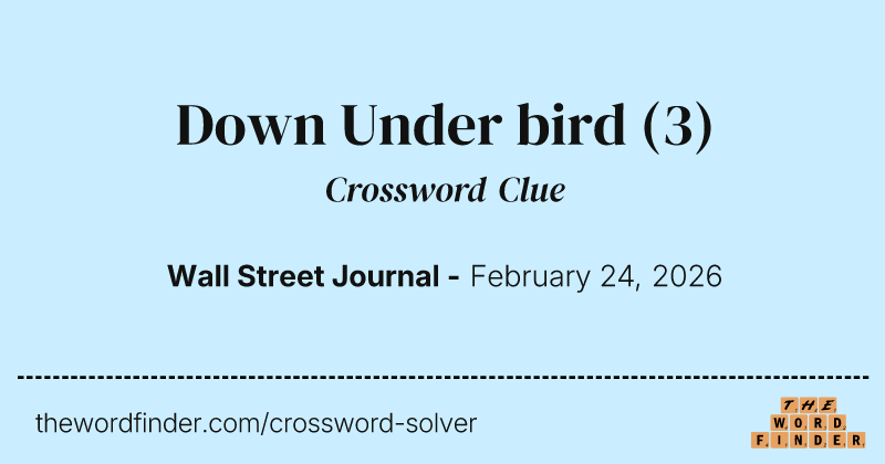 Down Under bird crossword clue image