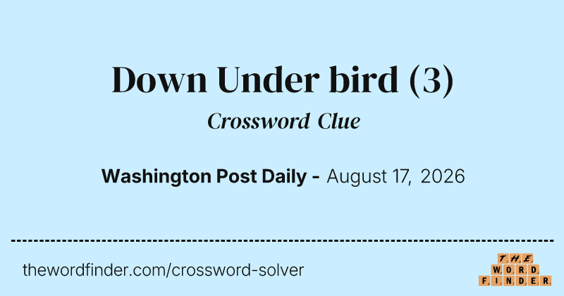 Down Under bird crossword clue image