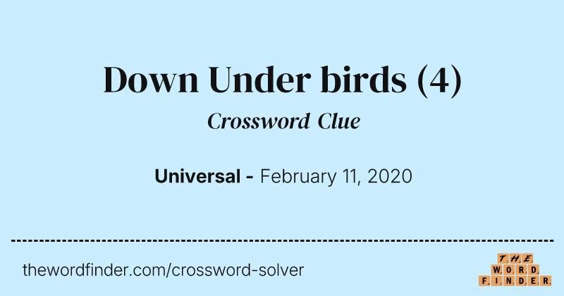 Down Under birds crossword clue image